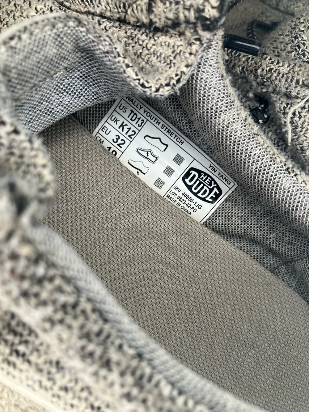 Hey Dude Light Gray Knit Slip-On Loafers